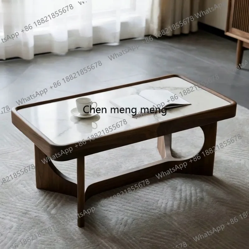 

Chinese-style North American black walnut marble coffee table Modern simple living room Household small apartment coffee table