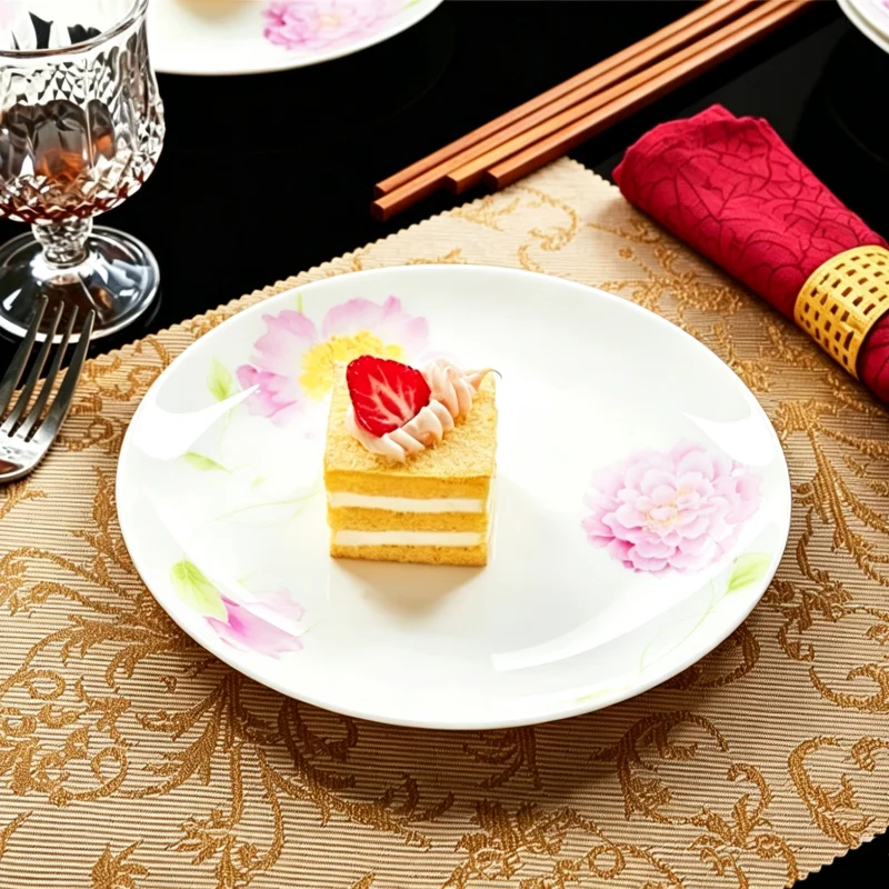 8 inch, bone china kitchen dishes, sun-flower design, porcelain flatter plates for food, ceramic breakfast food plate, dinner
