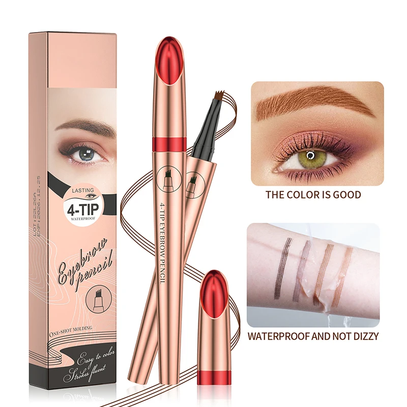 Eyebrow Pencil 4 Tip Microblade Eyebrow Pen Waterproof Eyebrow Pencil Long-Lasting Natural Eye Brow Pencils for Women New