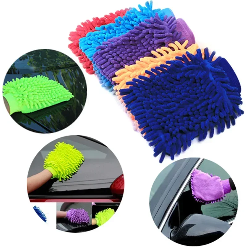 Luvas de Lavagem Automotiva de Chenille e Coral Fleece, Dupla Face, para Limpeza de Carros, Acessórios para Lavagem de Carros, 1/3/5 Peças