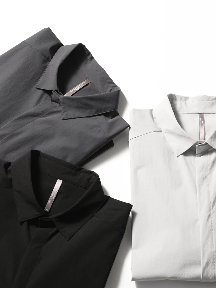 

2025 summer new men's business and leisure outdoor quick-drying breathable high-elastic shirt light and thin long-sleeved shirt