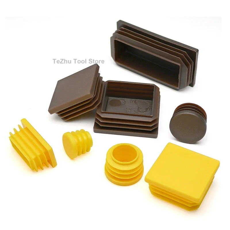 

Yellow Tube Plug Brown Round / Square Tube Stopper Chair And Table Foot Pad Plastic Tube Stopper