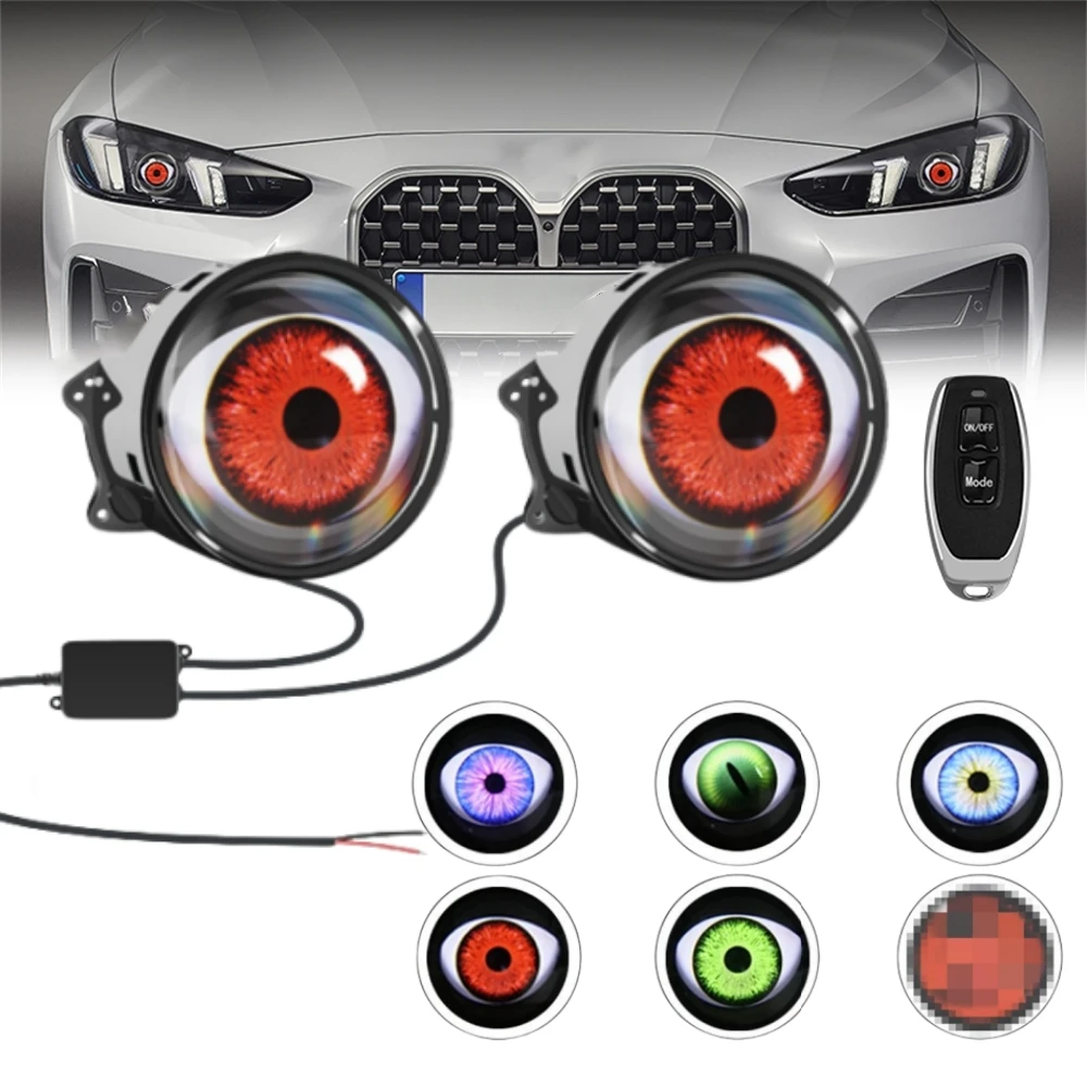 2PCS LED Eye For Car Beast Eyes Headlight Fog Lights Projector LED Dynamic Devil Eye LED Spotlights with Eyes For Car 12V-36V