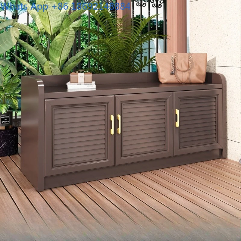 Outdoor Waterproof Sunscreen Storage Shoe Changing Stool Garden Doorway Storage Shoe Changing Stool Integrated Cabinet