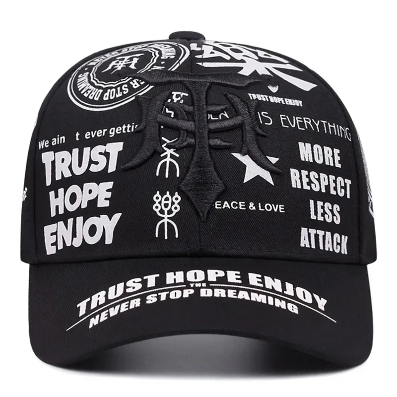 2026 Modische und Personalisierte Neue Baseball-Kappe T Graffiti-Stickerei Hip-Hop-Mütze Tägliche Freizeit-Sonnenschutzkappe Unisex Flachrand-Kappe – Detail 13