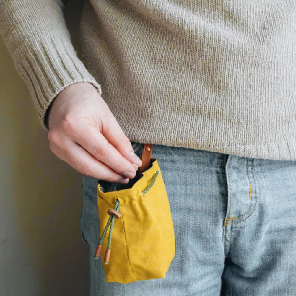 

Canvas Dog Snack Pouch Puppy Training Bag Fine Drawstring Buckle Design Hands Free Comfortable Pet Accessory Yellow