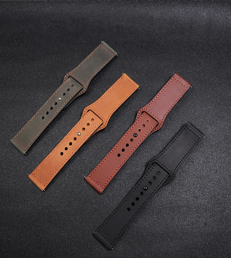 20mm/22mm Leather band For Amazfit GTS/2/2e/3/GTS2 Mini/GTR/3/Pro/GTR2/47mm/42mm/stratos Smart Watch Bracelet Amazfit bip strap