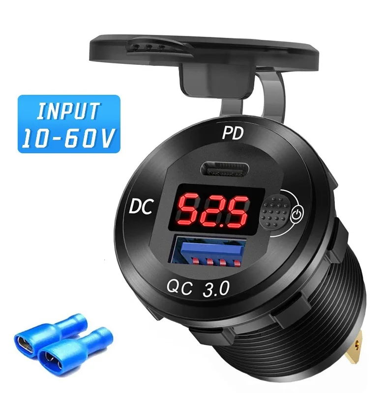 10-60V 광범위 전압 충전기, 골프 카트 및 UTV용 알루미늄 합금 전원 어댑터