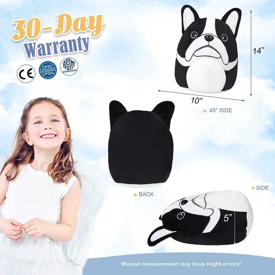 Cojín de animales de peluche de Bulldog para niños, almohadas de felpa de 8 pulgadas, juguete de dibujos animados para bebés, peluches para niñas,