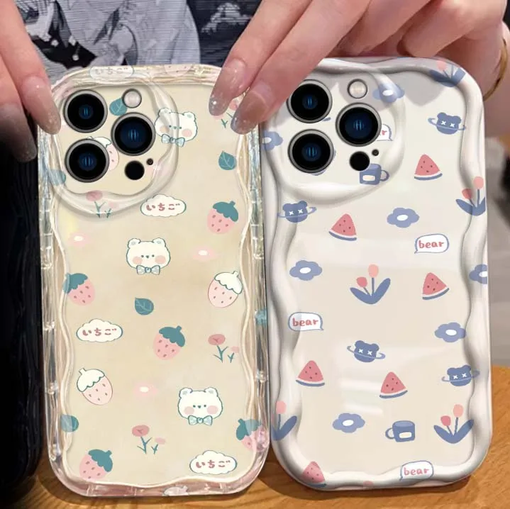 

Printed small flowers Cute Phone Case For Apple iPhone 16 16E 15 14 13 12 11 XR XS X Pro Max Plus Wave Oil Cover Soft Funda