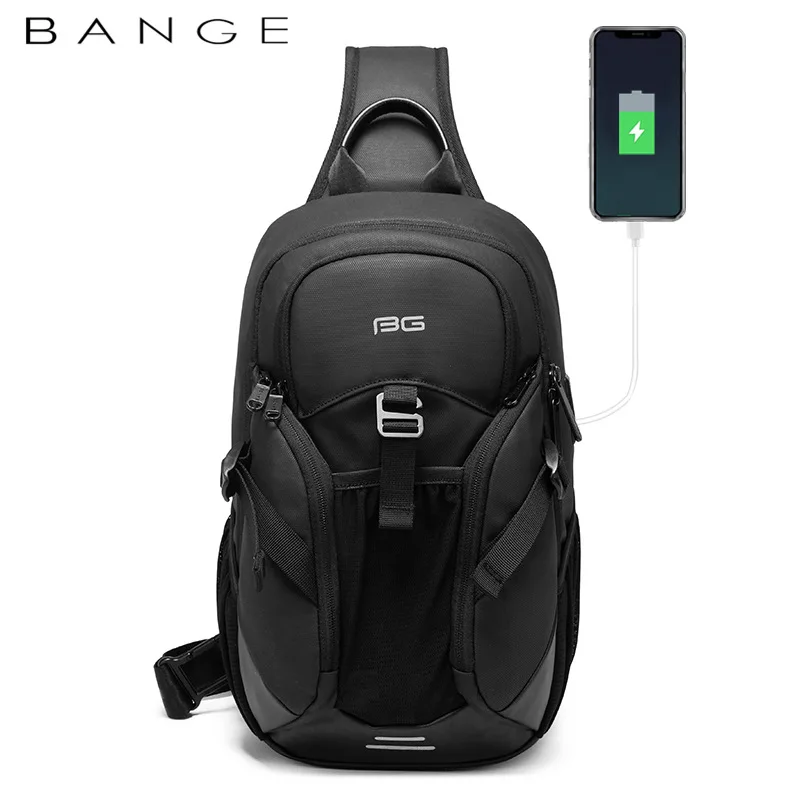 BANGE Fashion Chest Bag Men Travel Waterproof Leisure Business Chest Sports Packs Messenger Shoulder Sling Running Bag men\'s