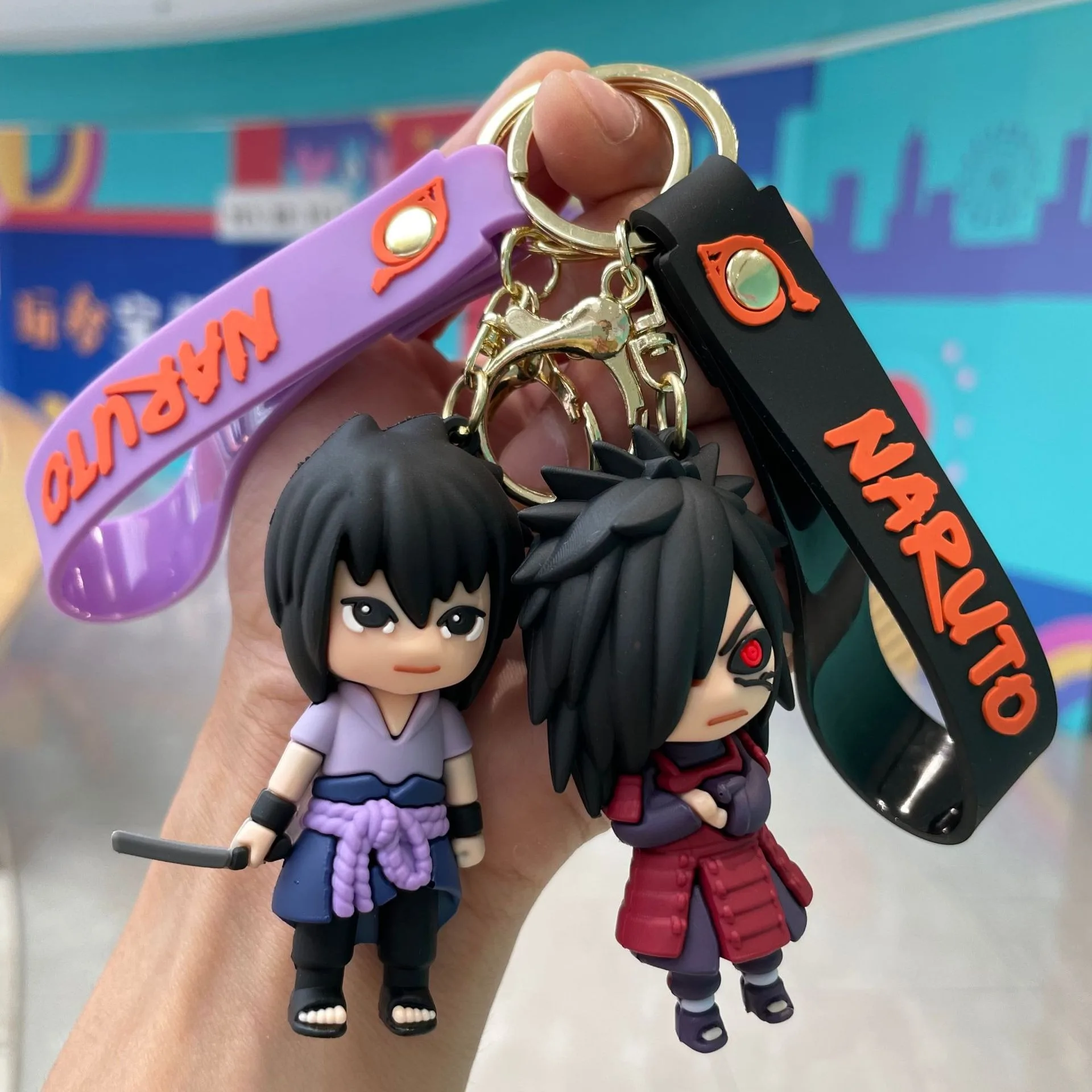 Naruto Shippuden Schlüsselanhänger-Set, 3D-Silikonfigur, Schlüsselanhänger, Uzumaki Naruto, Uchiha Itachi, Kakashi, Madara, Taschenanhänger, Anime-Fan-Geschenk – Detail 1