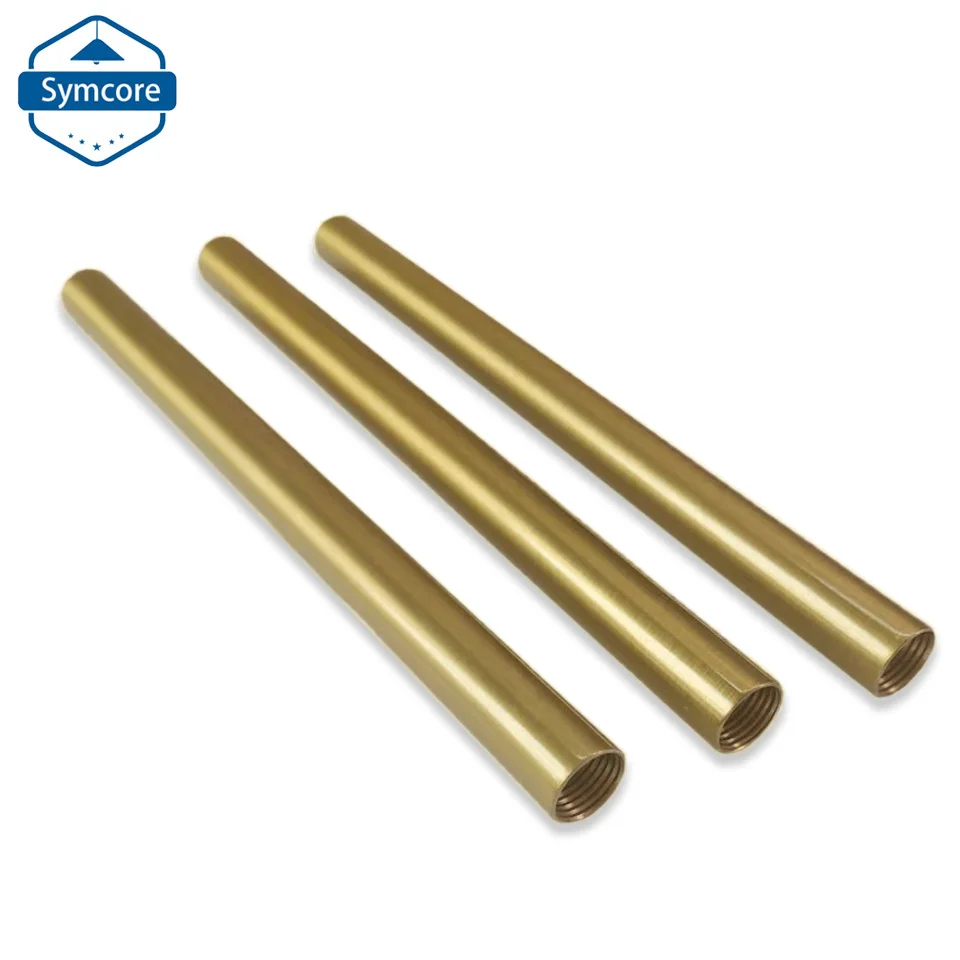 2Pcs M10 Inner Tooth Tube Copper Desk Lamp Straight Hod hollow Tube Straight Tube Ground LED Middle Column Connect Extension Rod