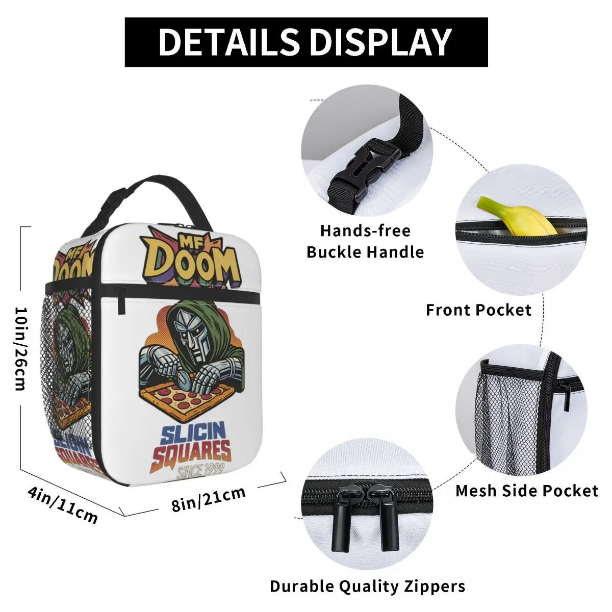 حقيبة غداء مغني الراب Mf Doom صندوق غداء للسفر للأطفال برسومات مضحكة وحقائب يد حرارية أكسفورد حقيبة تبريد محمولة