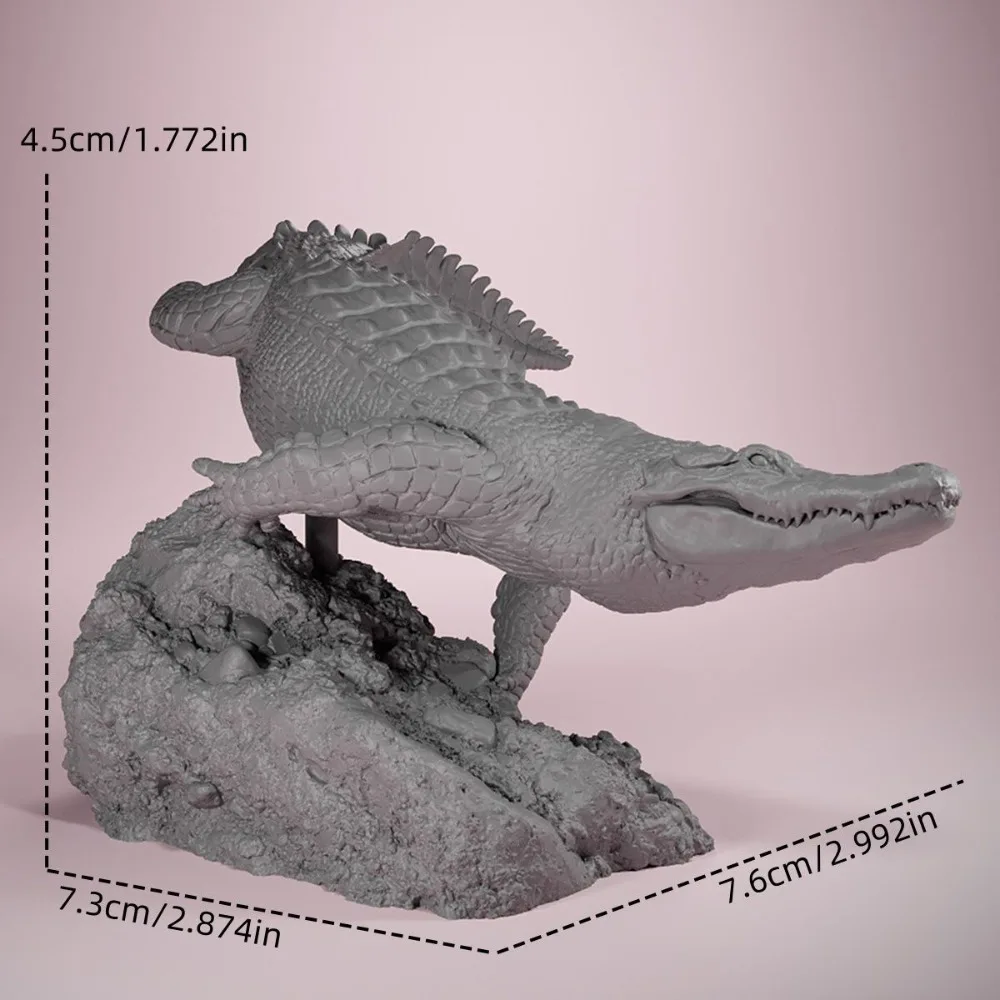 American Crocodile Swimming Posture 3D Printed Decorative Painting Blank Figurines Miniatures Decoration Crafts Gifts view 2