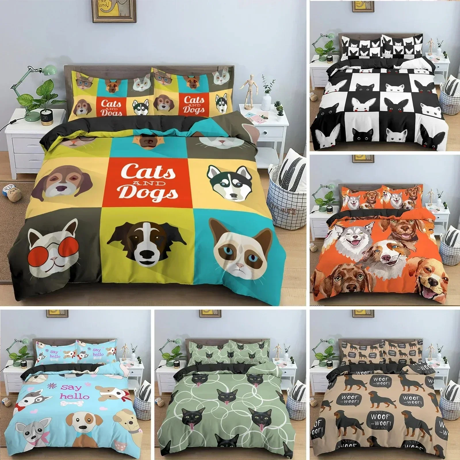 3D Print Dachshund Dog Bedding Set Cute Colorful Puppy Duvet Cover Cartoon Bed Cover Pet Dog King Queen Polyester Quilt Cover