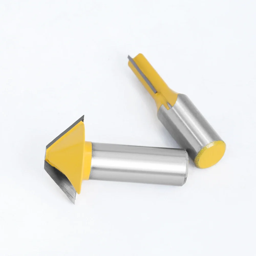 2pcs 12mm 1/2 Carbide Tenon Cutting Bits Knife Flat-bottomed V Shape Milling Cutters Router Bit for Wood Door Window