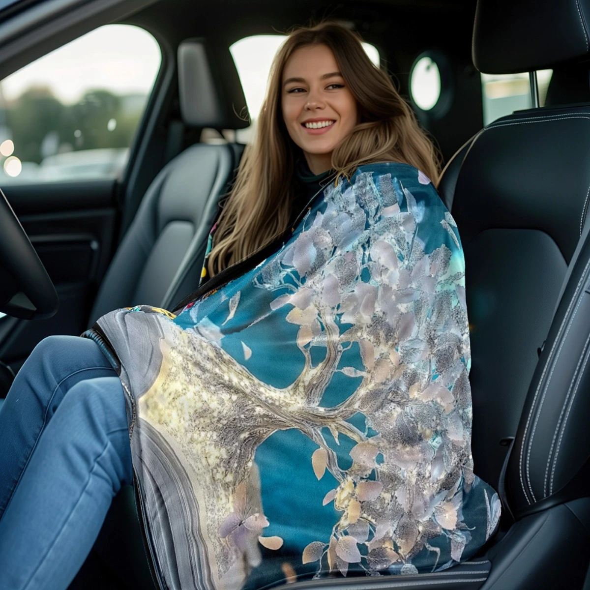 1x بطانية فانيلا مطبوعة على شكل شجرة الحياة من Fantasy Magic Book - سرير، أريكة، مكتب، سفر، هدية، ديكور، كرسي، مريح