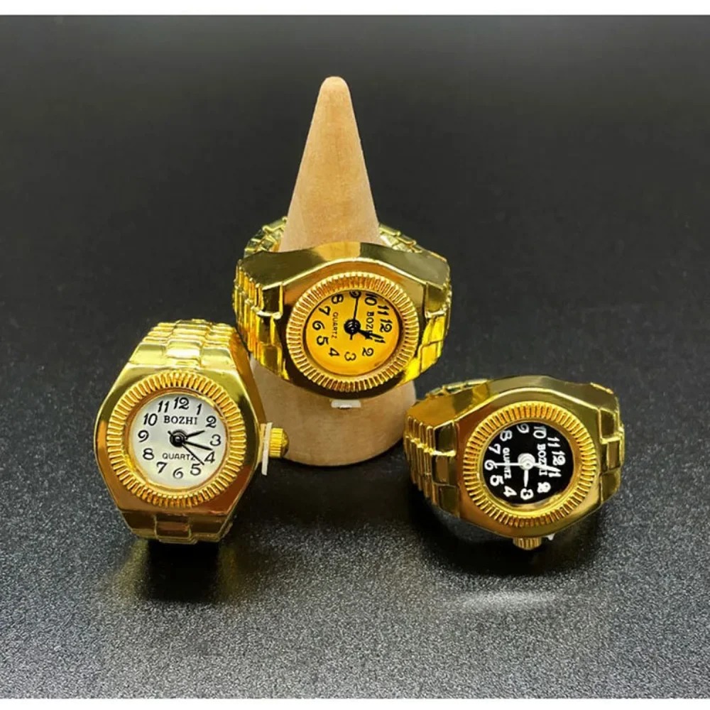 Mini Vintage Finger Ring Watch Round Dial Creative Quartz Watch Fashion Couple Jewelry Accessories