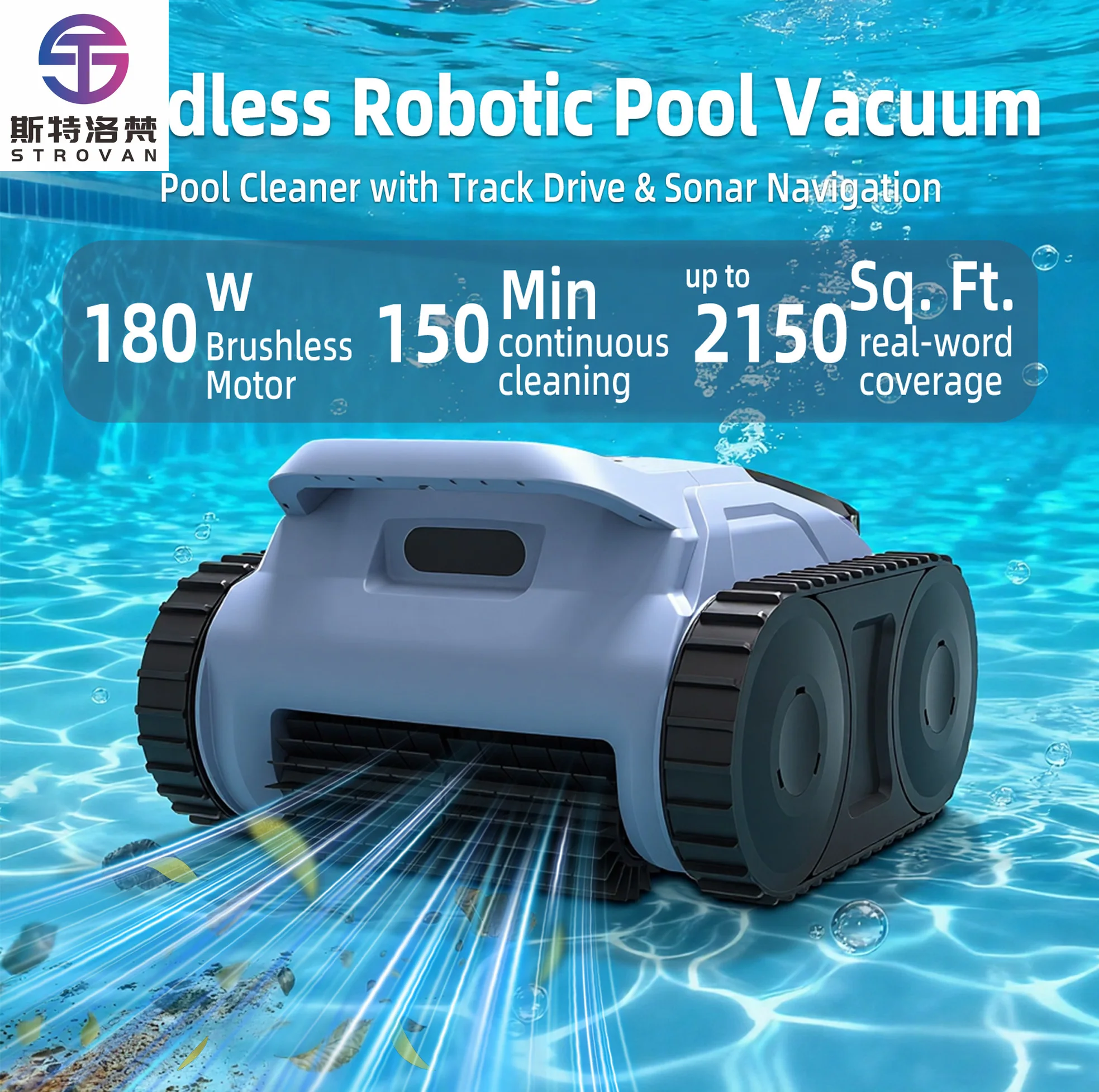 STLF Advanced Intelligence Smart Pool Cleaner Robot automatic Dual 180W Motors Robotic Pool Cleaner