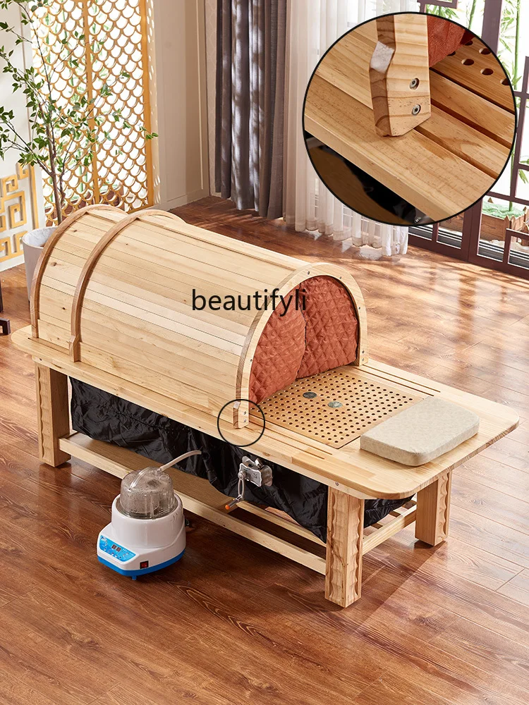 Solid Wood Moxibustion Bed Steaming Bed Whole Body Traditional Chinese Medicine Bed Massage Beauty Salon Special