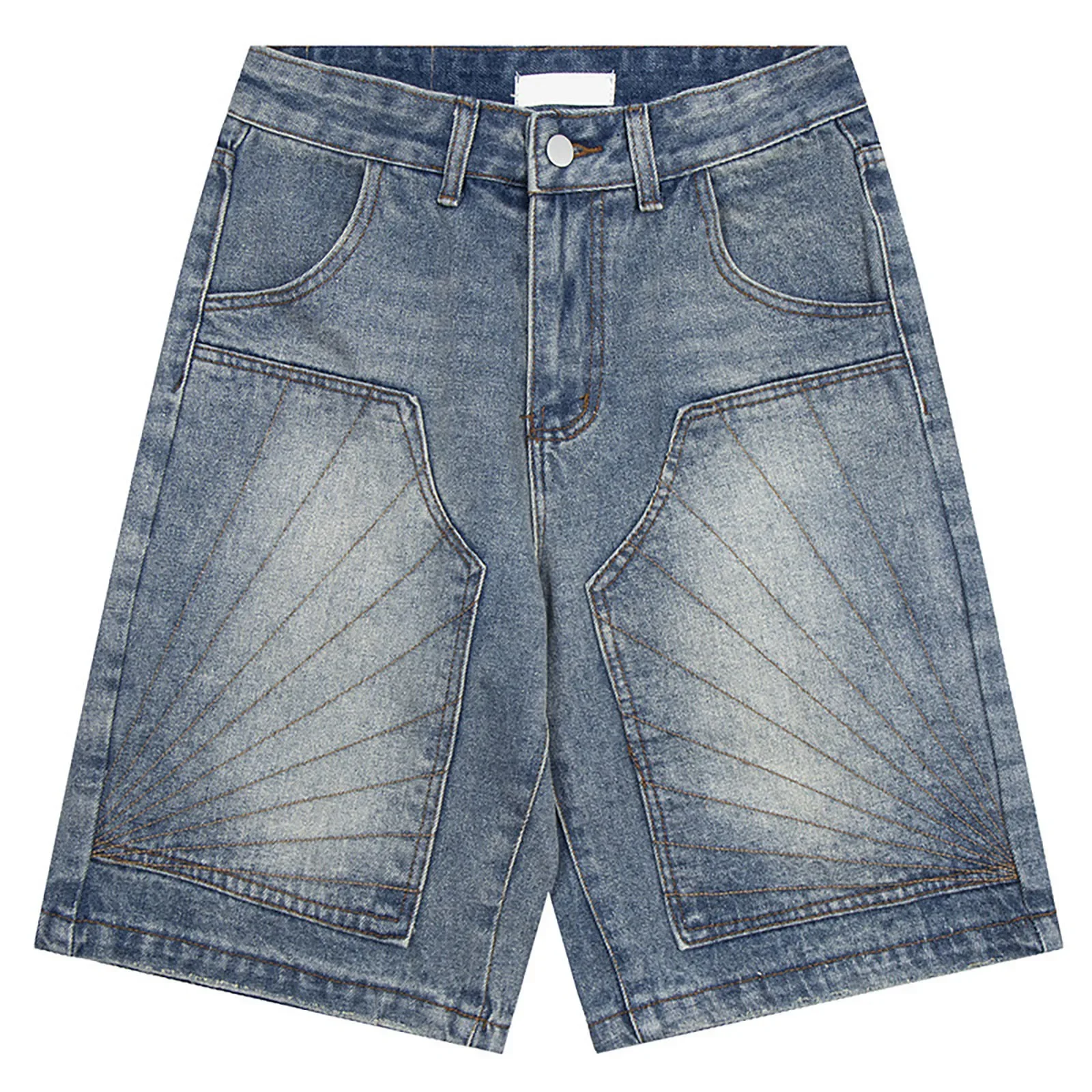 

Vintage Washed Women Streetwear Baggy Blue Denim Shorts Oversized Harajuku Aesthetic Knee Length Jeans Men