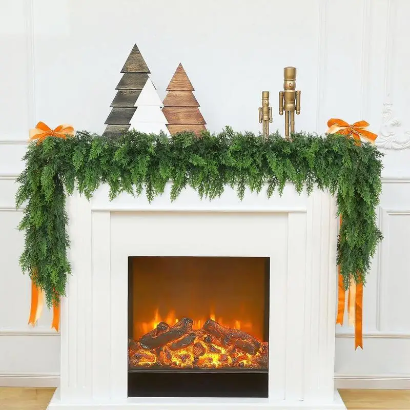 

2 упаковки, 6 футов, настоящая сенсорная гирлянда из искусственного кедра, градиентная зеленая рождественская сосновая гирлянда для внутреннего настенного праздничного стола