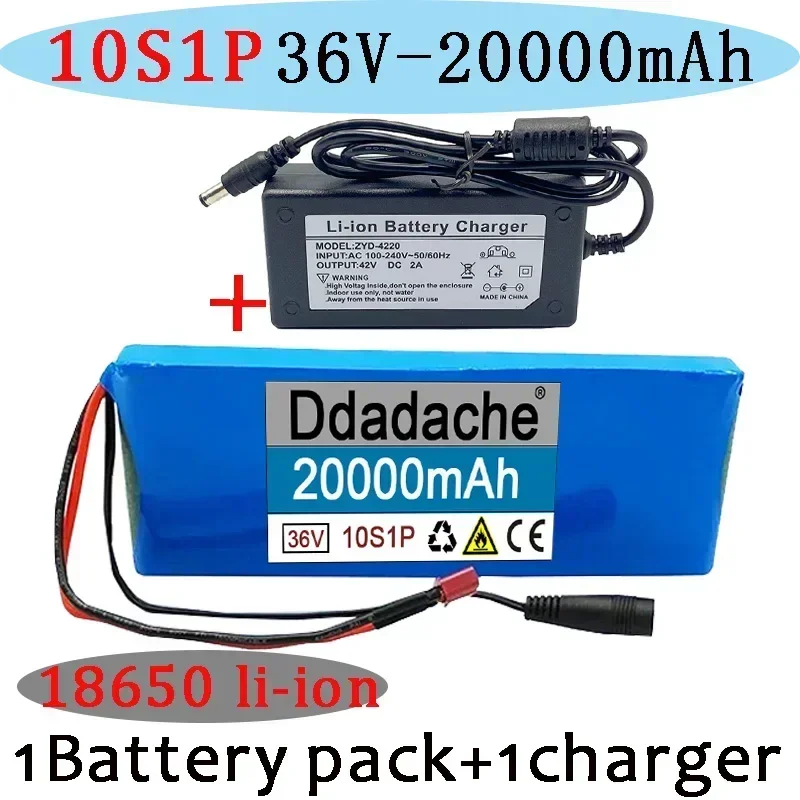 New 36V Battery 20000mAh 10S1P 20A 18650 Lithium ion Rechargeable Battery Pack+42V 2A Charging Electric Scooter