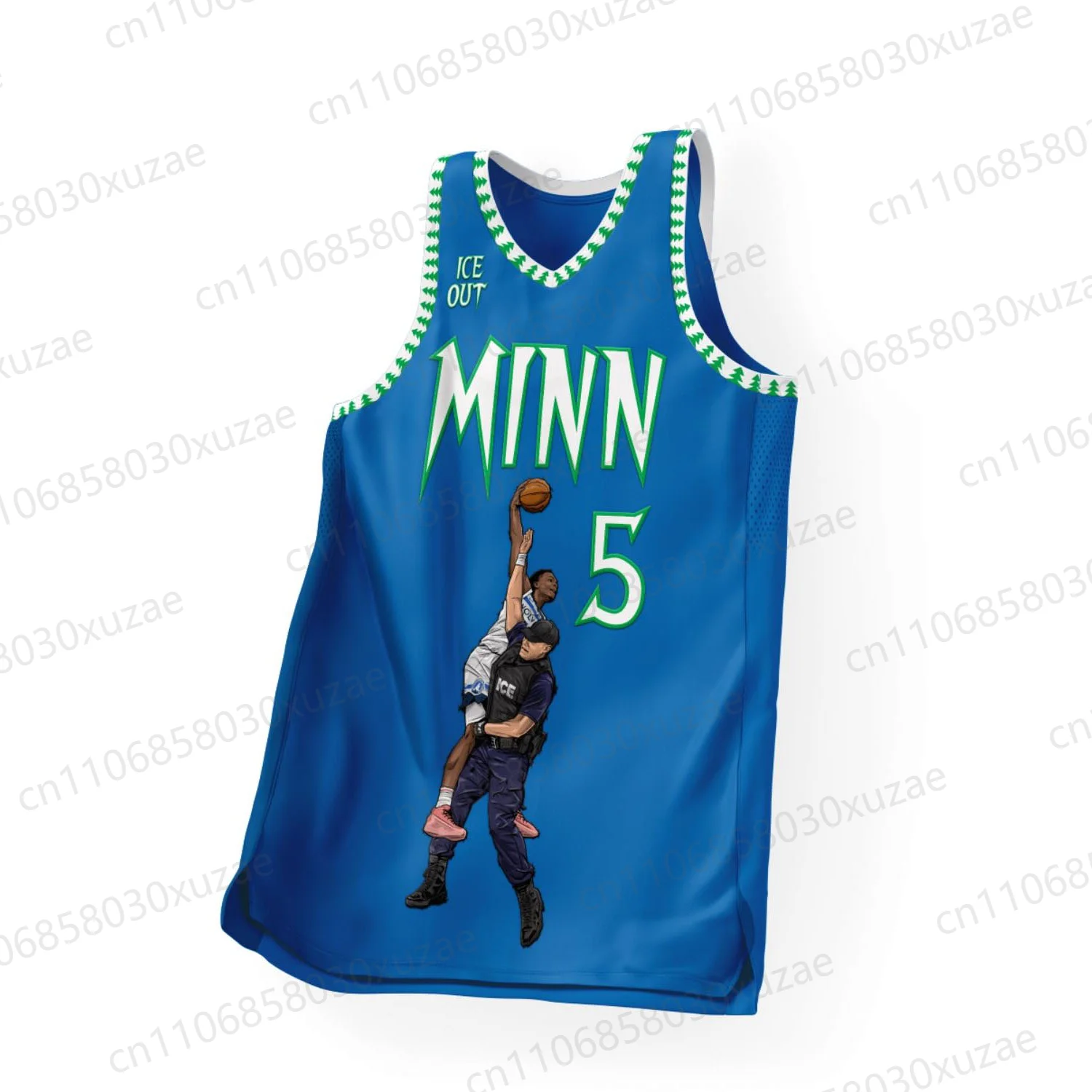Camiseta Deportiva Estilo Minnesota Ice Out Dunk # Camiseta de baloncesto con 5 gráficos, camiseta sin mangas azul retro de los años 90 para hombre