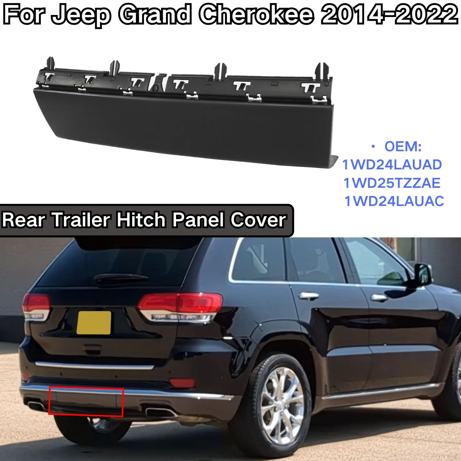 

For Jeep Grand Cherokee WK 2014-2022 Rear Trailer Hitch Panel Cover Primer Replace 1WD24LAUAD, 1WD25TZZAE ,1WD24LAUAC ABS