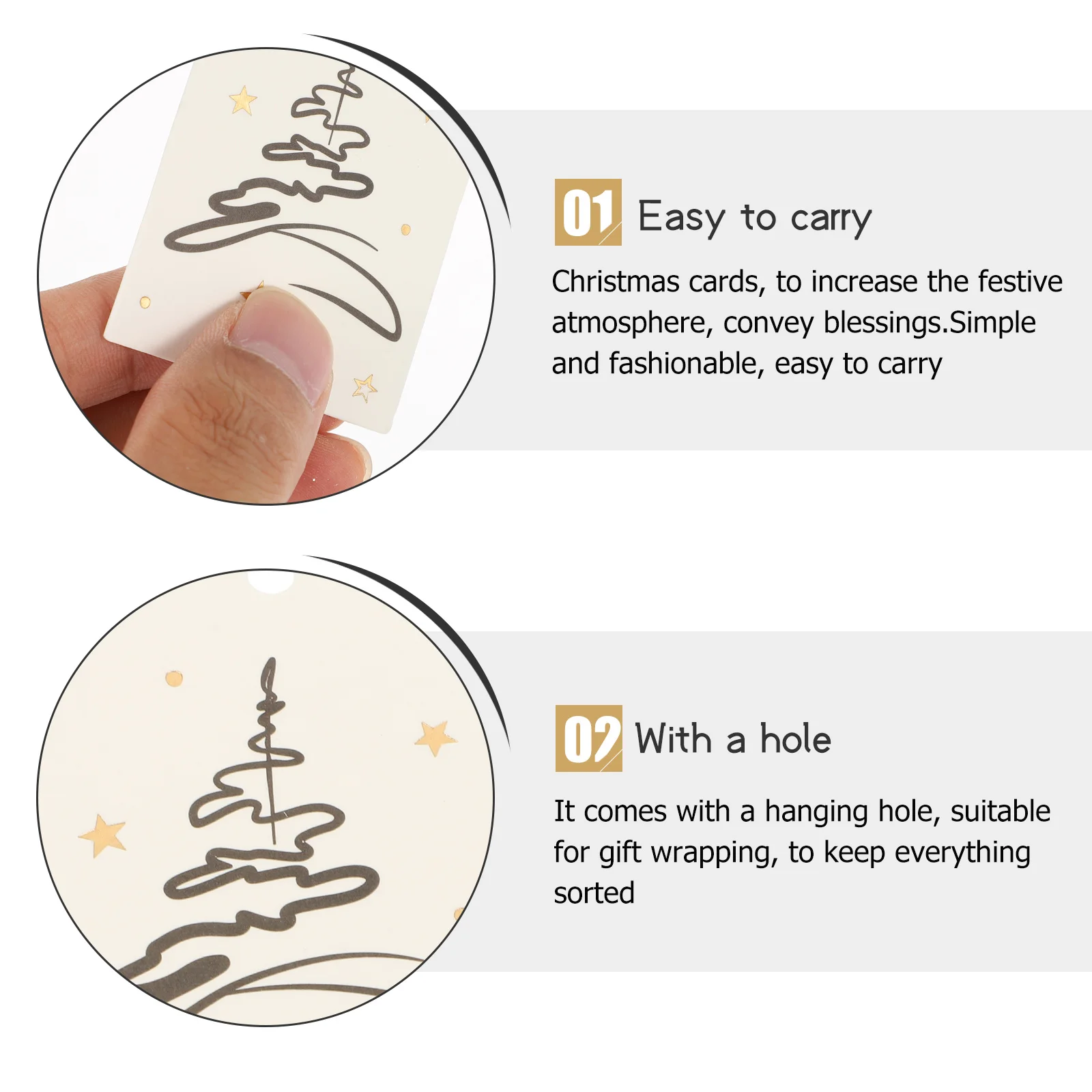 200 قطعة من علامات هدايا عيد الميلاد المطلية بالذهب ملصقات معلقة بطاقات عيد الميلاد المزخرفة تغليف شجرة عيد الميلاد التذهيب علامات عيد الميلاد #4