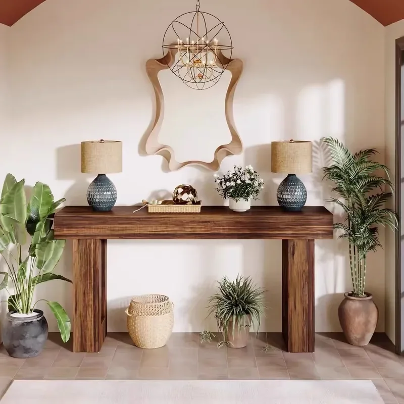 Premium Solid Wood Entrance Table Simple End View Platform for Hotel Homestay Corridor Bar Wabi Sandy Wind Style Console