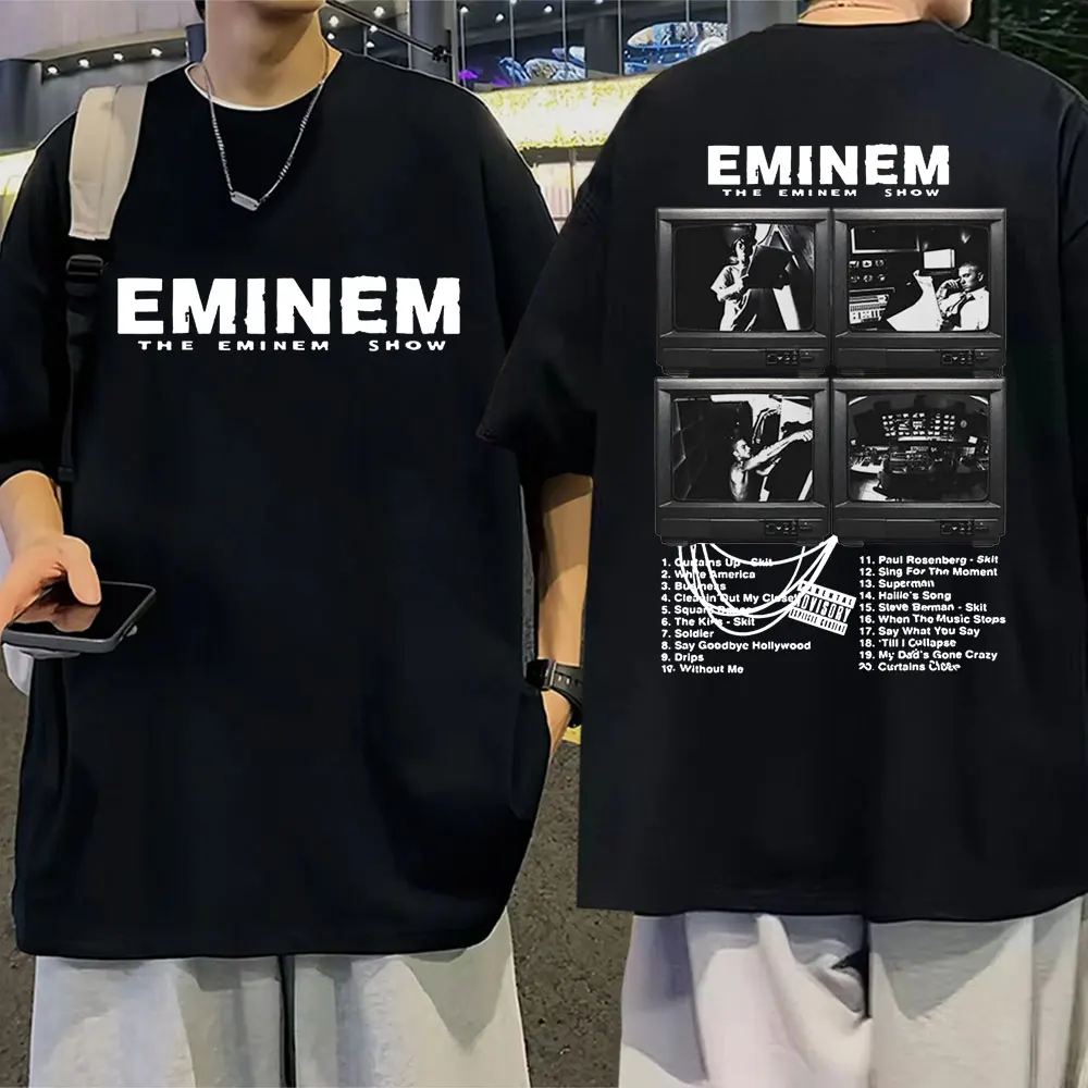 Rapper Eminem Music Album T Shirt World Tour Gift for Fan Graphic T-shirt Men Women Vintage Oversized classic Tshirts Streetwear