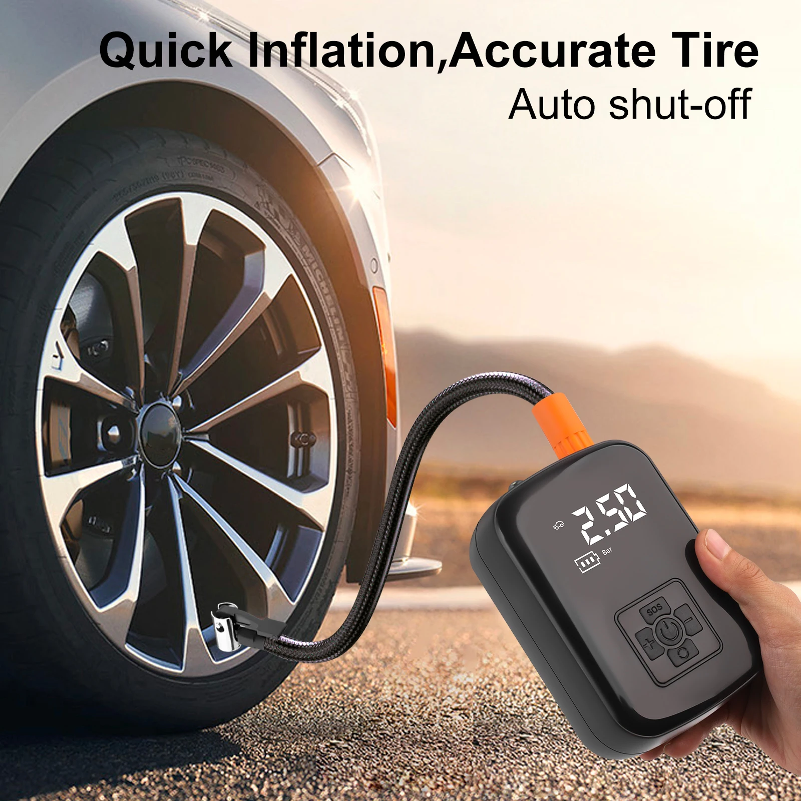 Car Cordless Air Pump Portable Air Compressor Pump 150PSI Electric Car Tire Inflator For Car, Motorcycles Bicycles＆ball ﻿ ﻿