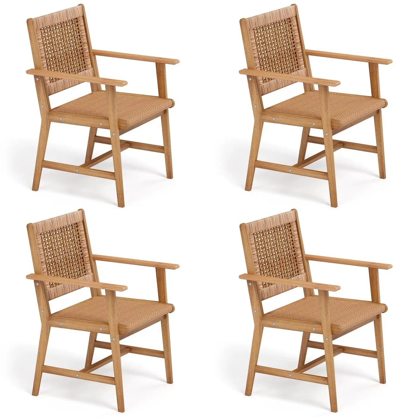 & Rattan Patio Dining Chairs Set of 4, Customized