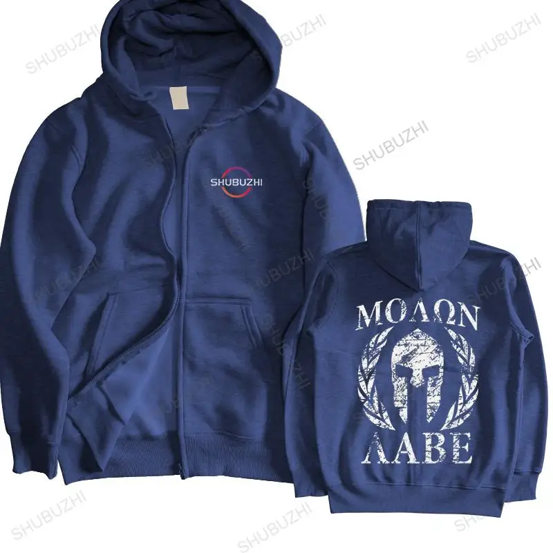 Cool Spartan Spartan Molon Labe zipper Man Pre-shrunk Cotton Sparta Trojan Helmet sweatshirt Tops Printed pullover Merch