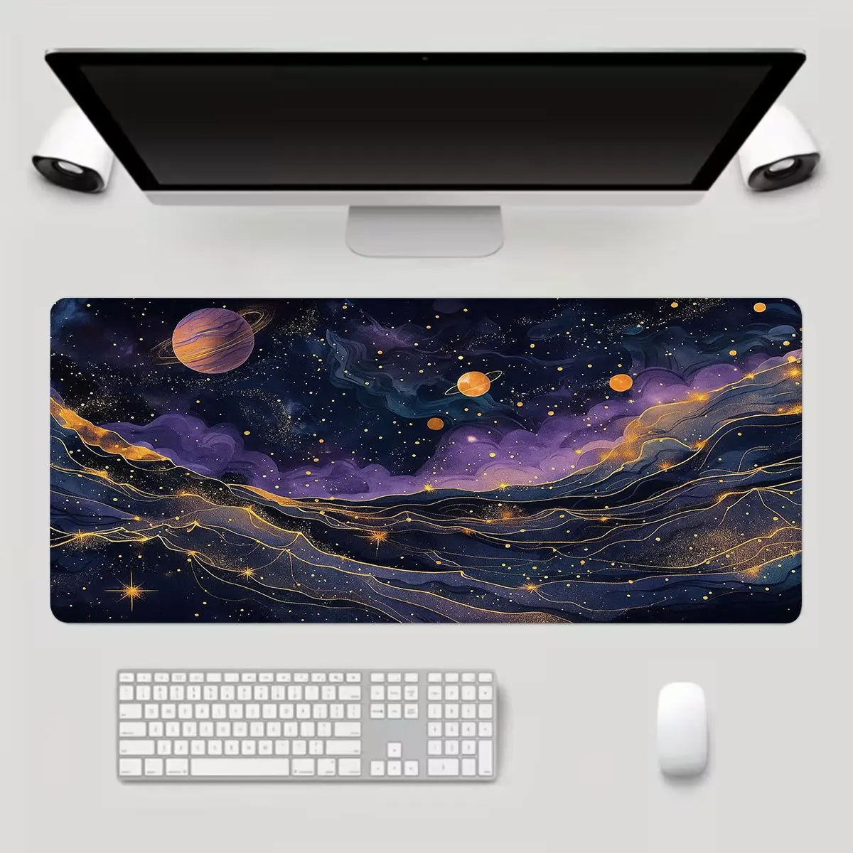 Mouse pad de borracha Galaxy Planet, XXL grande, antiderrapante e lavável, acessório de mesa de escritório para computador de alta qualidade
