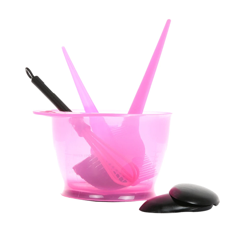 

5pcs Pink Dyeing Kits Hair Coloring Tools For Salon Home Use Smooth Durable Hair Tint Kit Supplies Styling