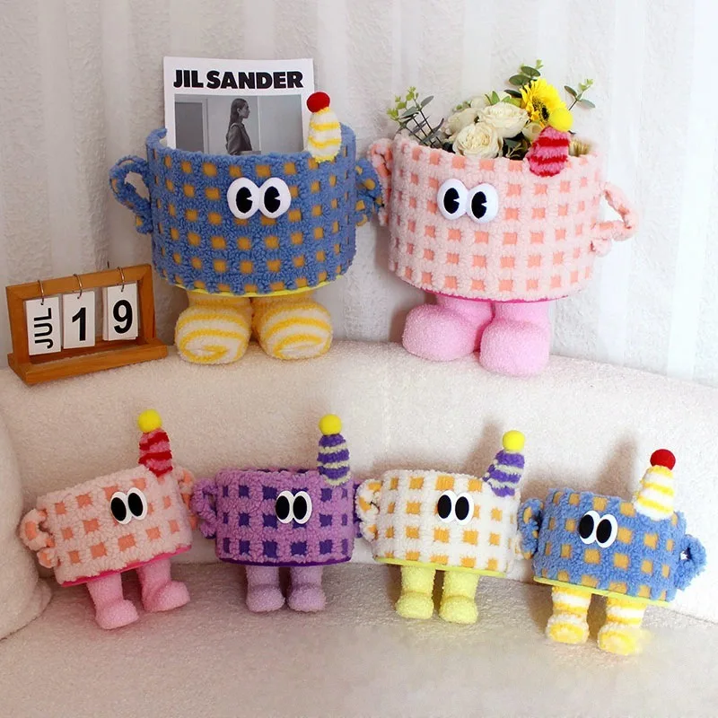 Cute Big Feet Plush Storage Basket Cartoon Snack Toy Organizer Bin Kids Gift Candy Container Bedroom Desktop Decoration