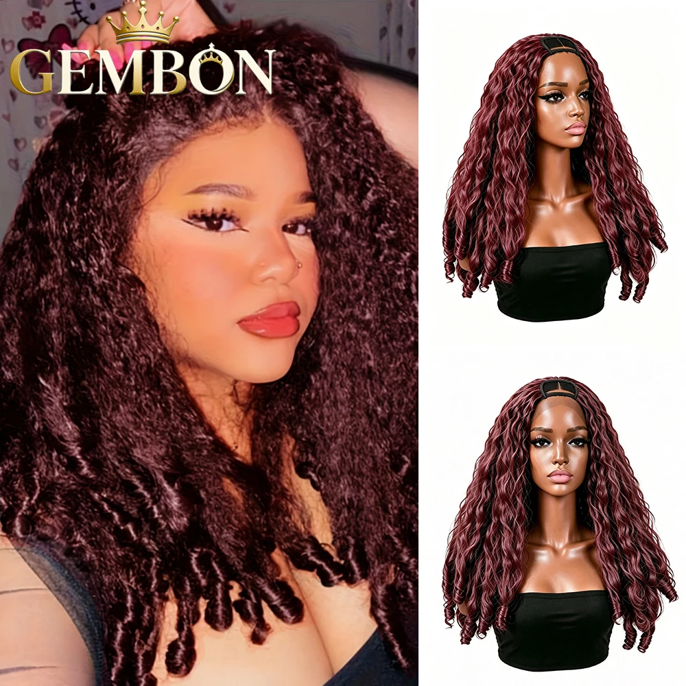 Afro Burmese Curly With Spiral Curly End  Kinky Straight V Part Wigs Glueless None Lace Wig No Leave Out Clip In Half Wig