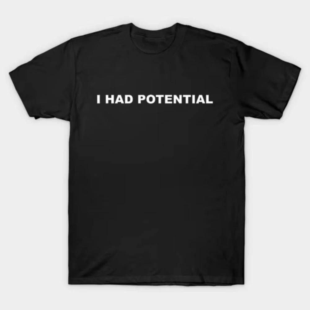T-shirt graphique Summer I HAD POTENTIAL, style streetwear décontracté et tendance, pour femmes et hommes, en coton, coupe oversize, confortable, style rétro Harajuku, col rond