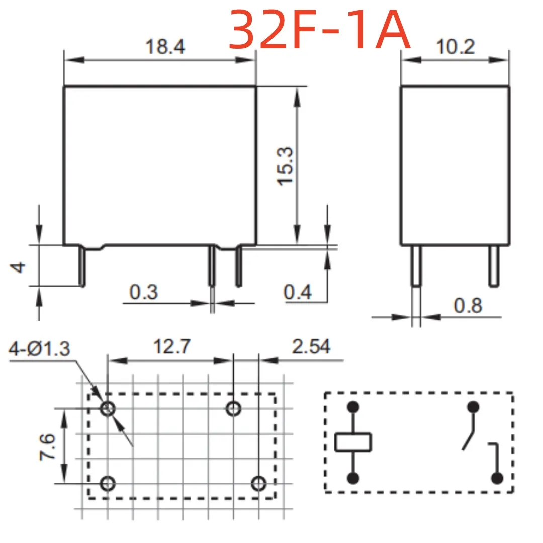 Neue HF32F-G 005/009/014/012-hs/ht/hstf/101 045 (32f-1a) Relais 4-polig