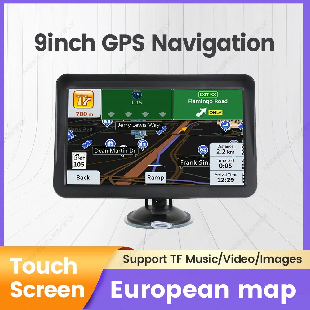 

9-дюймовый сенсорный экран Автомобильный GPS-навигатор Европейская карта GPS-навигатор Грузовик Солнцезащитный козырек Sat Nav 256M + 8G Карта GPS-навигаторы FM-радио