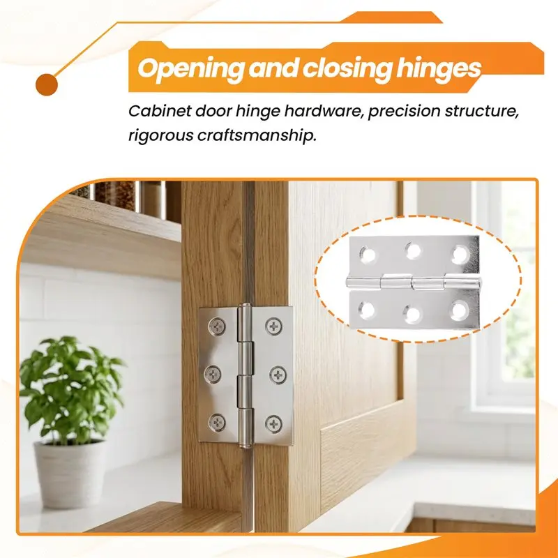 A38T-2Pcs Stainless Steel 2 Inch 4.4X3.1Cm Cabinet Door Hinges Hardware