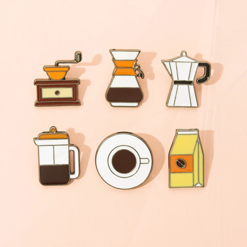 Molinillo de granos, hervidor de café, bolsa de taza, insignia de Barista, solapa Punk, colección de café, alfileres, joyería, regalo, cafetera, Pin esmaltado, café