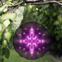 Vibrant Purple Light Metal Wind Spinner for Garden Patio Decor 360 Rotating Hook No Electricity Needed All Seasons Gift