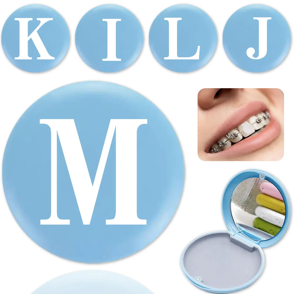 

Retainer Braces Case Portable Mouth Guard Box With Mirror Milk Teeth Aligner Denture Case White Letter Pattern Travel Organizer