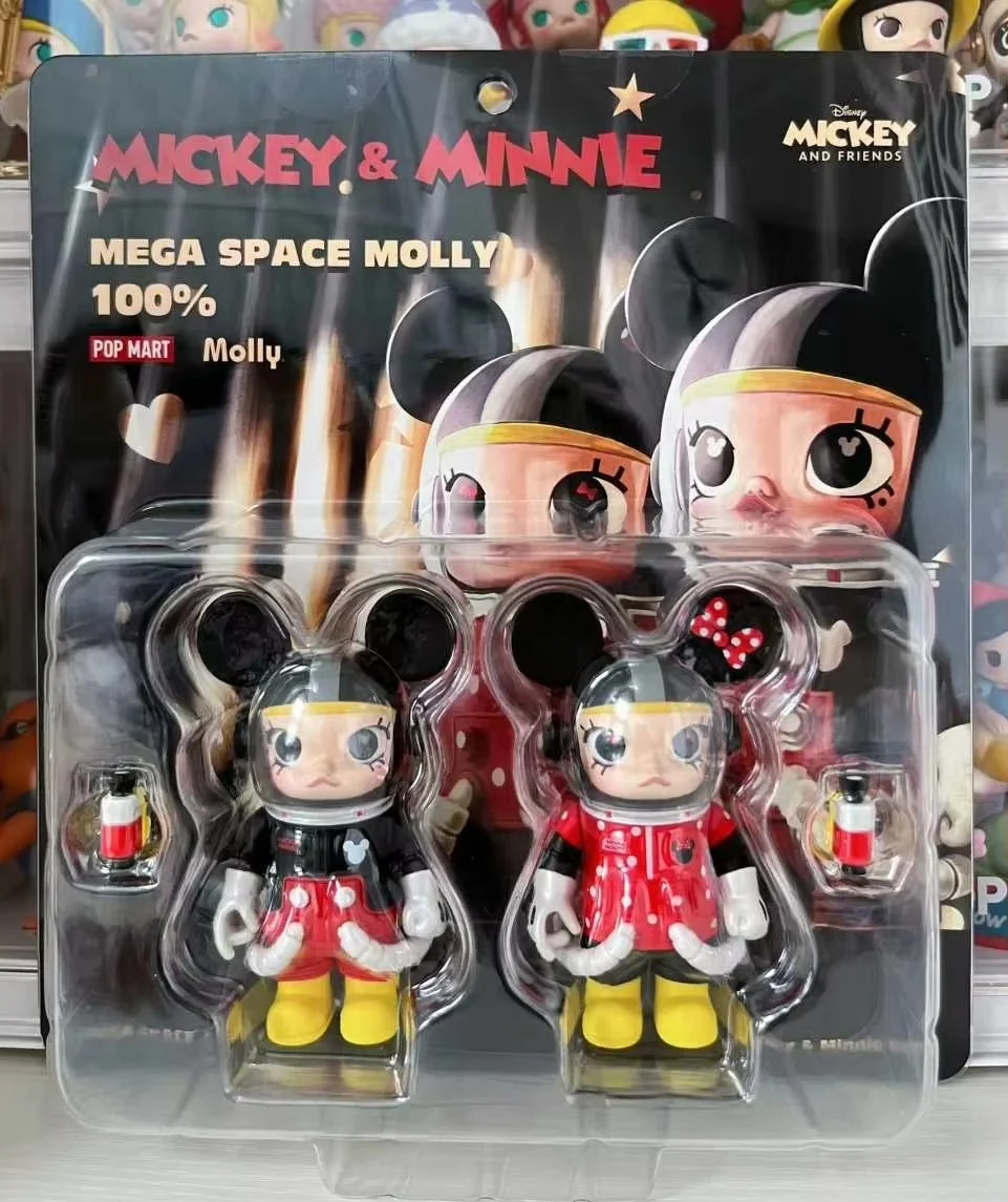 Molly X Disney tureMinnie 100% 400% Space Figure, Mega Molly Anime Action Statue, Kawaii Model, Desktop Decoration, Strengthening Gift