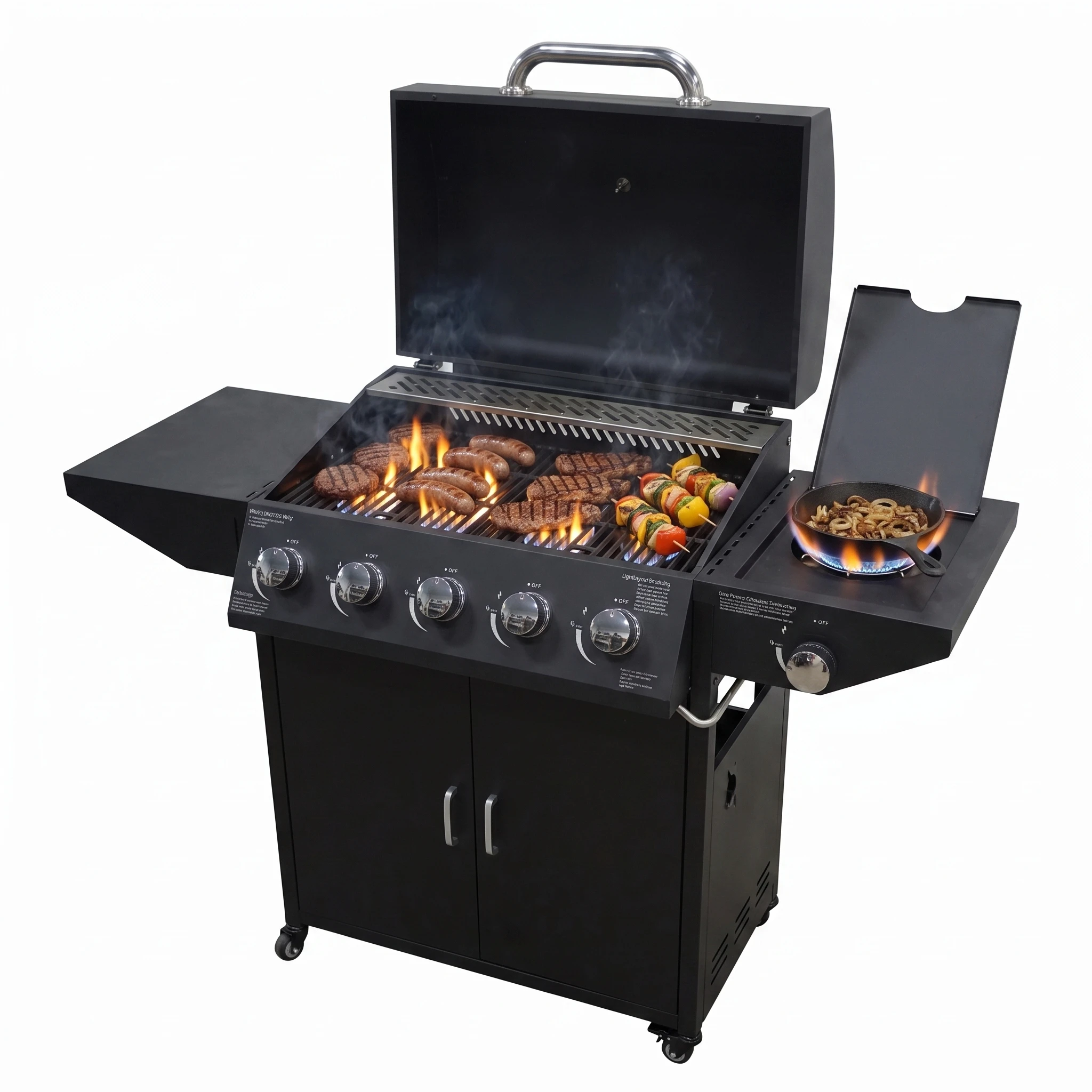 Premium Outdoor 60000BTU 5+1 Burners Propane Gas Barbecue Grill BBQ Grill with Side Burner