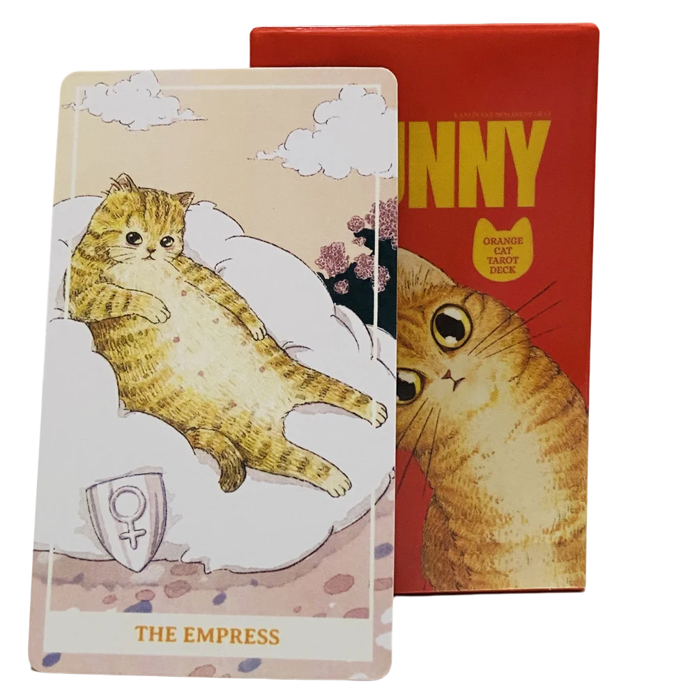 

Sunny Orange Cat Tarot Deck 78PCS English Cute Kitten Tarot cards Divination Edition Deck Borad for Cat Lovers